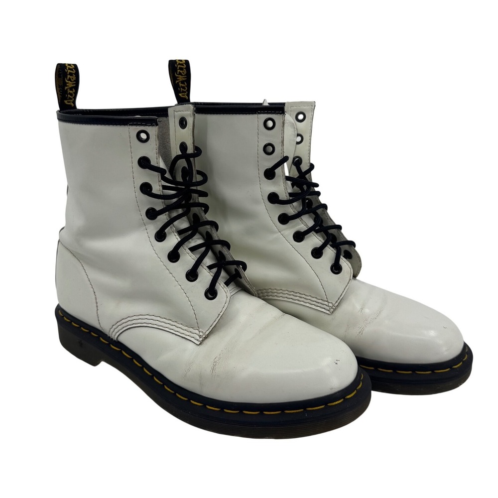 Dr. Martens 1460 White Leather 8 Eye Combat Boots Mens 10 Womens 11 11821